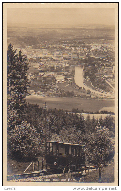 Suisse -  Chemins De Fer Funiculaire - Gurtenbahn Und Blick Auf Bern - Bern