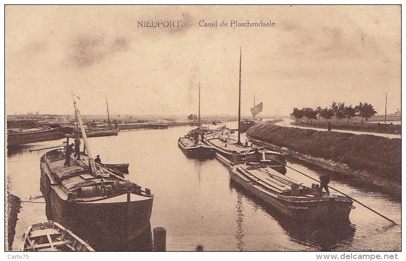 Belgique - Bâteaux Péniches Nieuport Canal De Plaschendaele - Correspondance Militaire Vulveringhem - Nieuwpoort