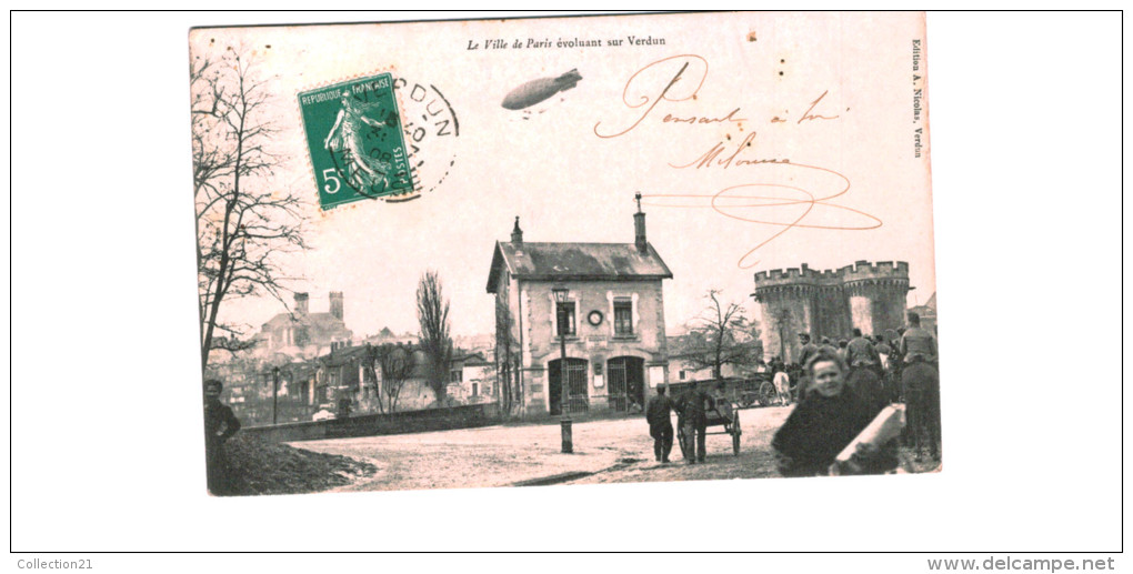 AEROSTATION ... ZEPPELIN .. BALLON MONTE ... DIRIGEABLE ... VERDUN ... LE VILLE DE PARIS - Dirigibili