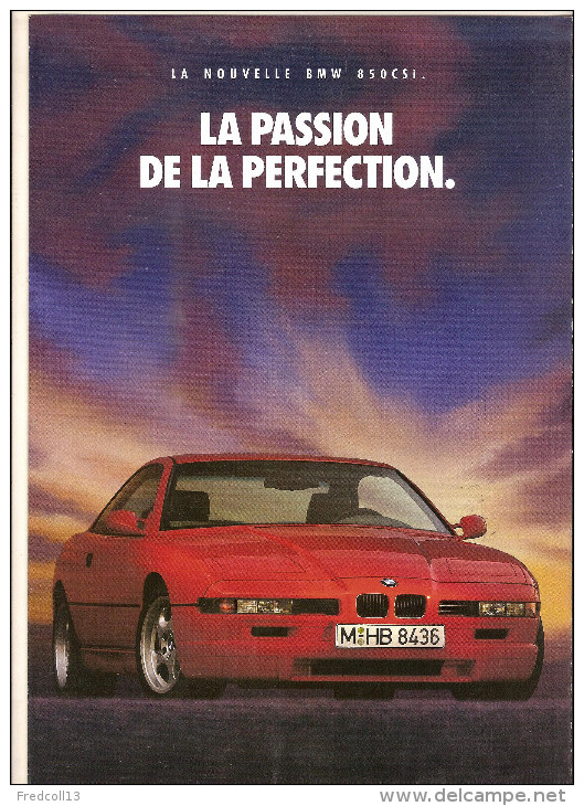 BMW 850 CSi CATALOGUE 4 VOLETS 1992 Format A4 FRANCE - Publicités