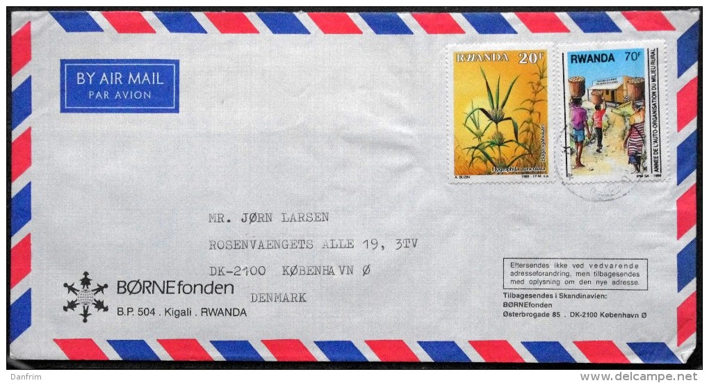 Rwanda Air Mail Cover Sent To Denmark  ( Lot 3668 ) - Sonstige & Ohne Zuordnung