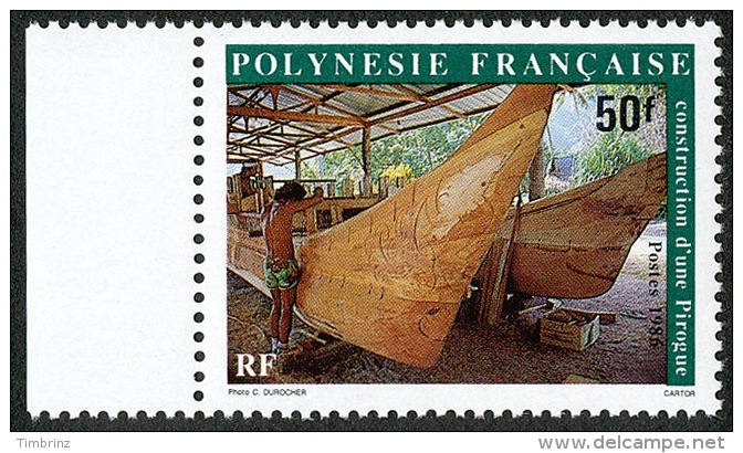 POLYNESIE 1986 - Yv. 267 ** SUP Bdf  Cote= 1,70 EUR - Construction D´une Pirogue ..Réf.POL21795 - Ungebraucht