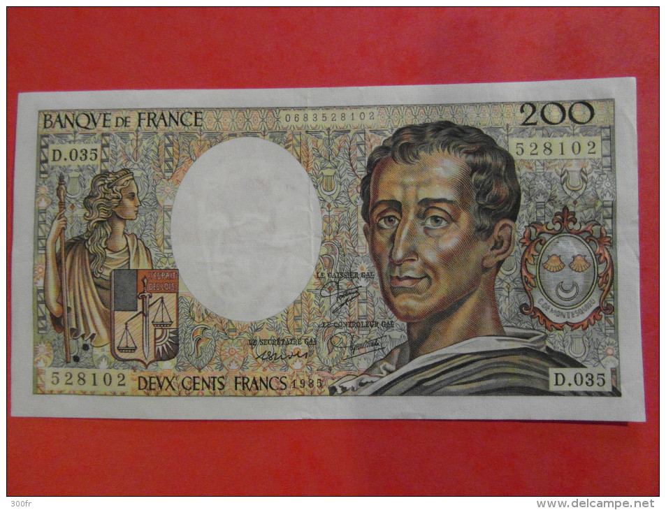 Billet Français 200 Francs Montesquieu 1985 - 200 F 1981-1994 ''Montesquieu''