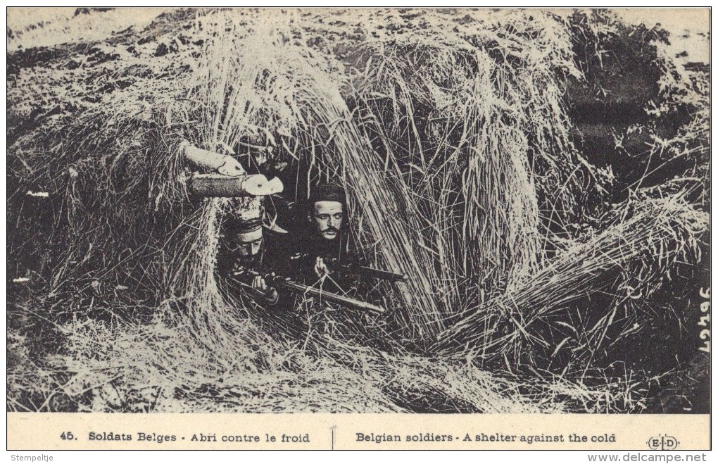 BELGIAN  SOLDIERS    A SHELTER   AGAINST  THE COLD - Guerre 1914-18