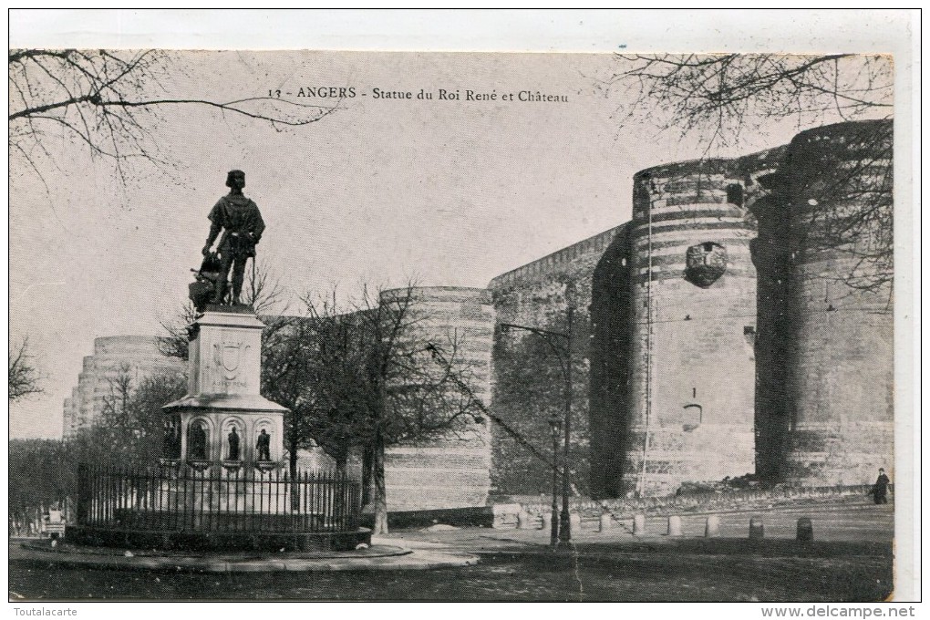 CPA 49 ANGERS STATUE DU ROI RENE ET CHATEAU - Angers