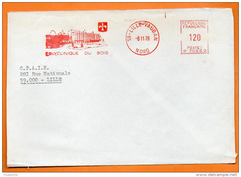 59 LILLE   POLYCLINIQUE DU BOIS      8 / 11 / 1978  Lettre Coupée N° 1344 - Freistempel