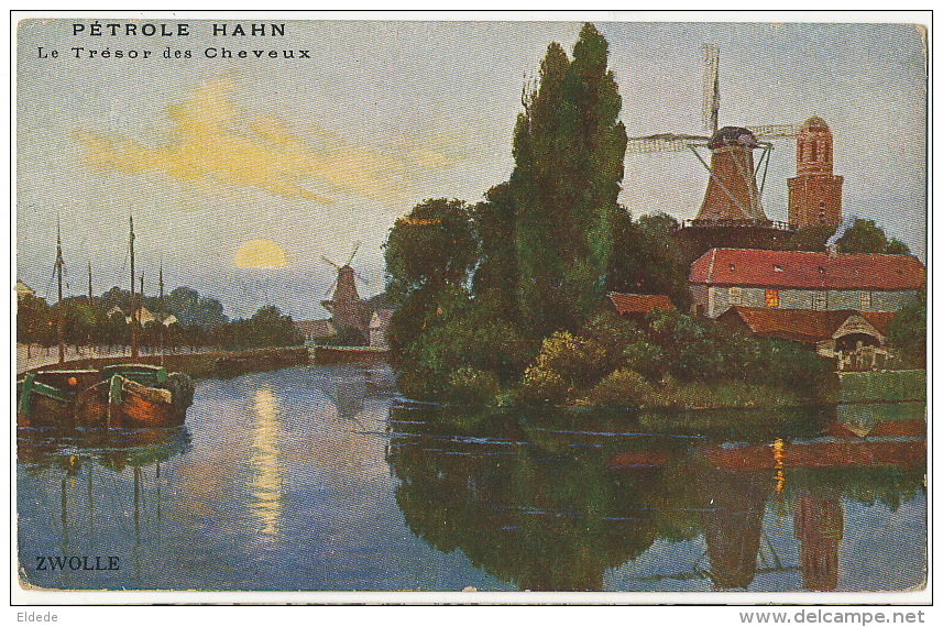 Art Card Zwolle Advert For Petrole Hahn Hair Lotion F. Vibert Lyon Windmill Moulin A Vent - Zwolle