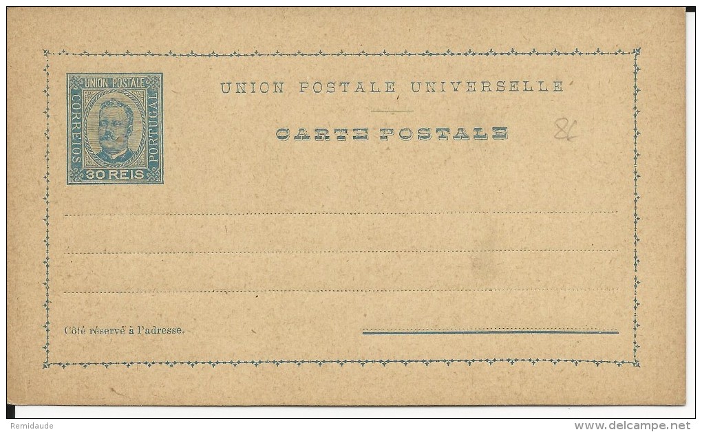 PORTUGAL - 1892 - CARTE ENTIER POSTAL NEUVE - Postal Stationery