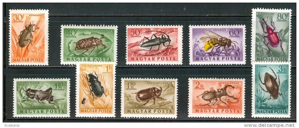 HUNGARY - 1954. AIR -  Various Beetles/Insects Cpl.Set MNH! Mi 1354-1363. - Neufs