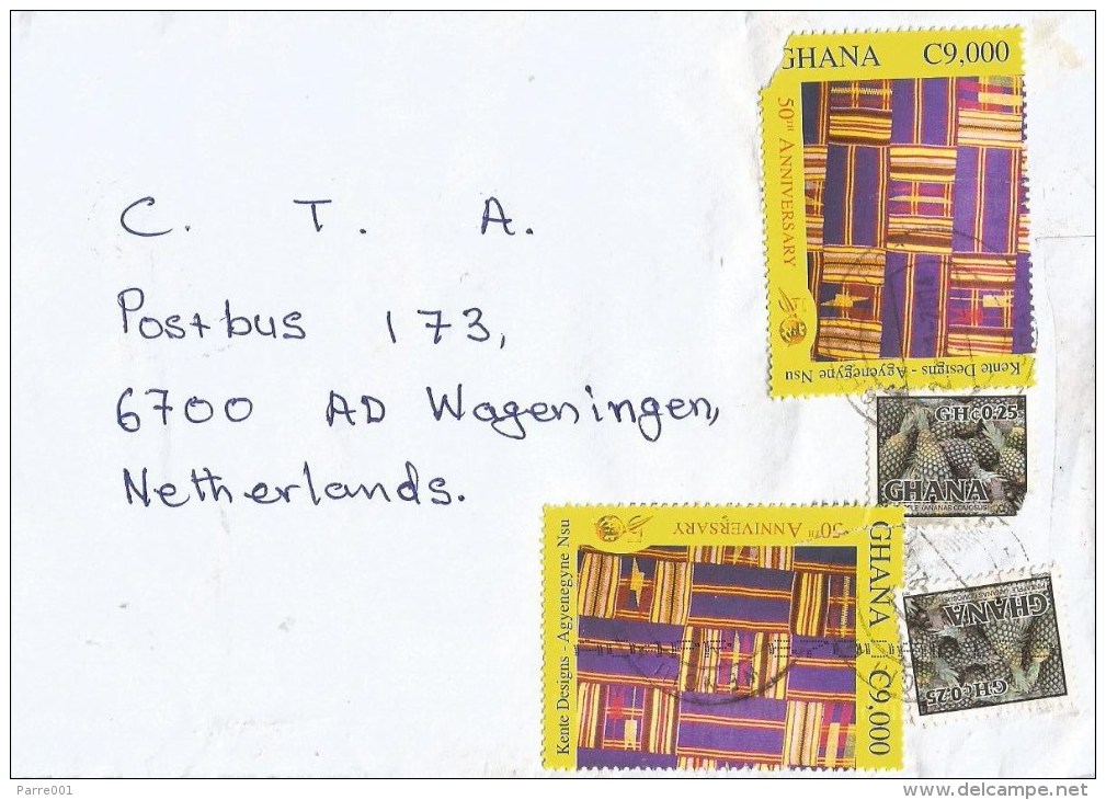 Ghana 2014 Wenchi Kente Cloth Textile C9,000 Pineapple 25Gp Cover - Ghana (1957-...)