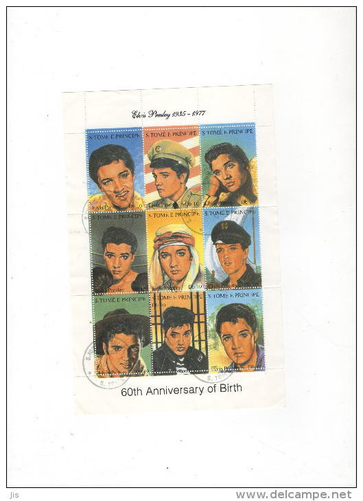 SA0 TOME BF 60° Aniversaire Naissance Elvis Presley - Elvis Presley