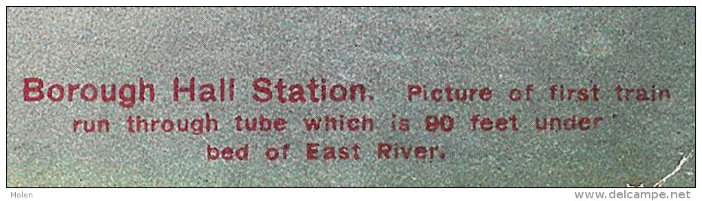 NEW YORK CITY 1909 BOROUGH HALL RAILROAD STATION * TUBE METROPOLITAIN - GARE METRO Train   Y62 - Transport