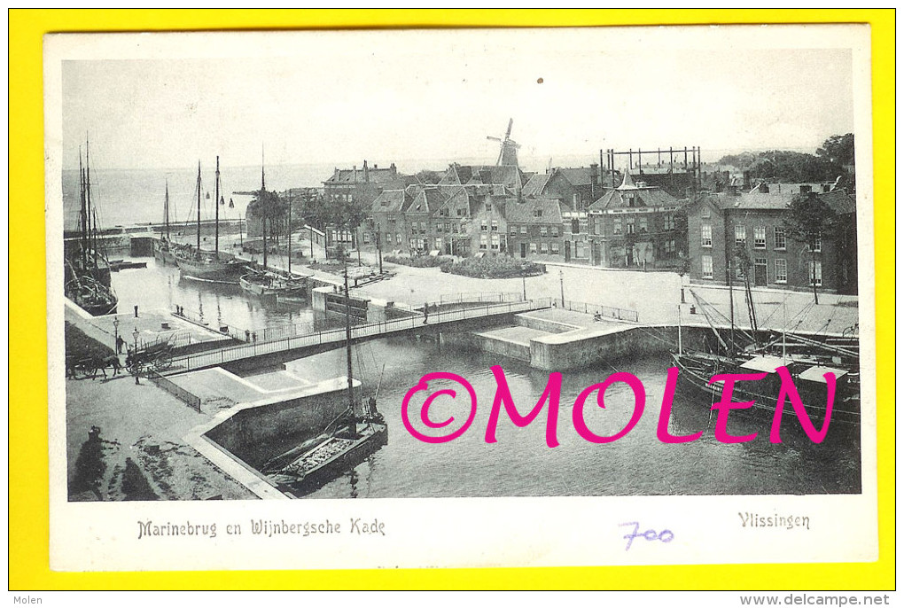 VLISSINGEN MARINEBRUG & WIJNBERGSCHE KADE Windmolen Molen Moulin à Vent  BOOT - BATEAU De PECHE M94 - Vlissingen