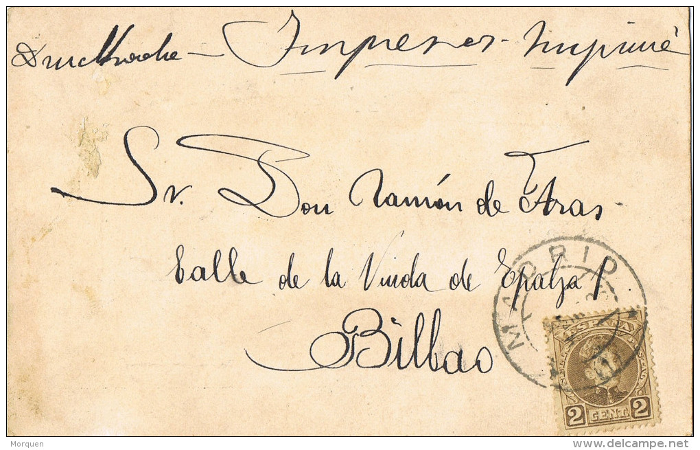 11159. Postal Impresos MADRID 1906  A Bilbao - Cartas & Documentos