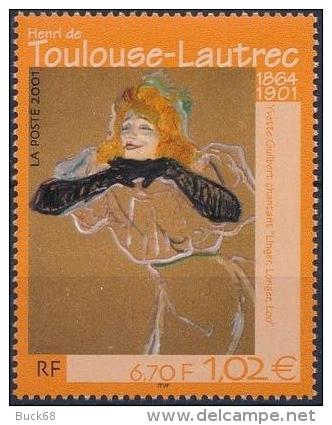FRANCE Poste 3421 ** Tableau Henri De TOULOUSE-LAUTREC : Yvette Guilbert Chantant Linger, Longer, Loo - Unused Stamps
