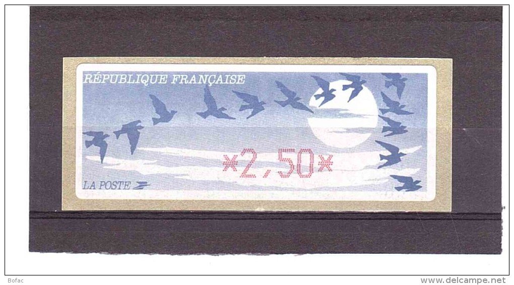 Vignette  **  Type Oiseaux De Jubert  (valeur Faciale 2 Fr 50) 40  25/03 - 1990 Type « Oiseaux De Jubert »