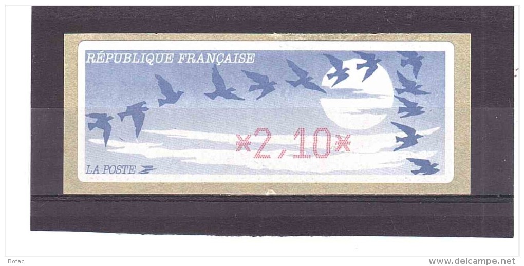 Vignette  **  Type Oiseaux De Jubert  (valeur Faciale 2 Fr 10) 39  25/03 - 1990 « Oiseaux De Jubert »