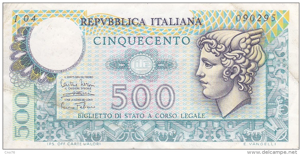 Italie Billet 500 Lire Républica Italiana 14 - 2 - 1974 - 500 Lire