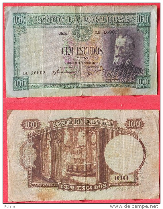 PORTUGAL  100  ESCUDOS    28-10-1947   -    (Nº09312) - Portugal