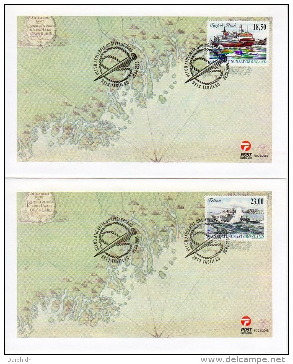 GREENLAND 2005 Ships Set On 4 FDCs. Michel 441-45 - FDC