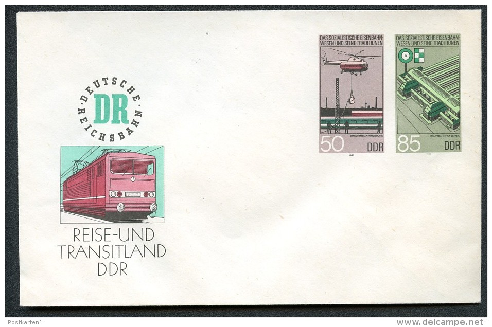 DDR U3 UMSCHLAG EISENBAHNWESEN ** 1985 Kat. 10,00 - Enveloppes - Neuves