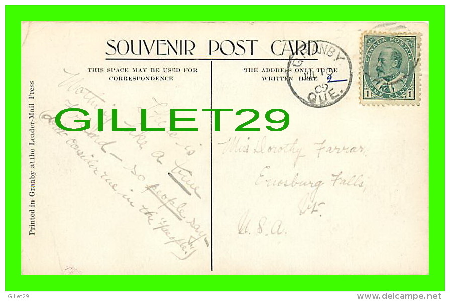 GRANBY, QUÉBEC - "WINDSOR " AND "GRANBY" HOTELS - ANIMATED WITH HORSE & BUGGY - CIRCULÉE -EN 1909 - LEADER-MAIL PRESS - - Granby