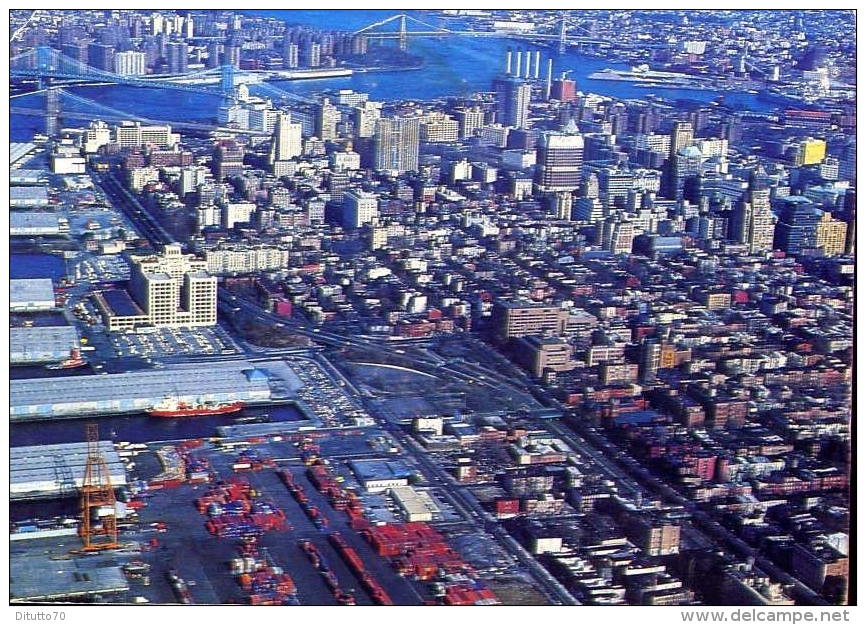 New York City - Brooklyn Docks With Lower Manhattan In Background - Formato Grande Viaggiata Mancante Di Affrancatura - Manhattan