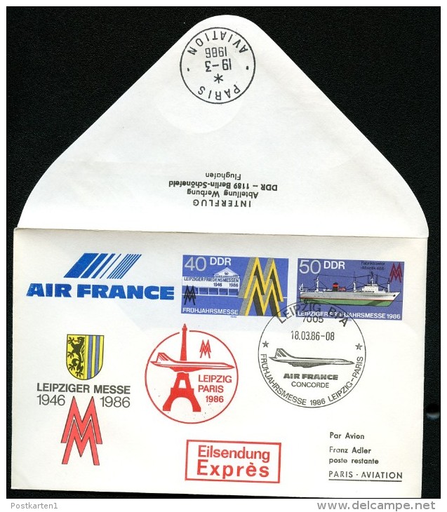 DDR U4-1-86 C1 Umschlag ZUDRUCK AIR FRANCE Sost. 1986  NGK 5,00 € - Private Covers - Used