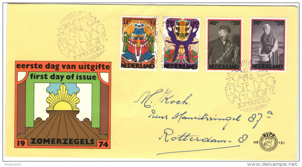 OLANDA - NEDERLAND - Paesi Bassi - 1974 - ZOMERZEGELS - HERMAN HEIJERMANS - FDC - Viaggiata Per Rotterdam - FDC