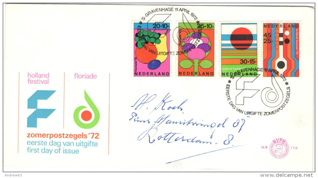 OLANDA - NEDERLAND - Paesi Bassi - 1972 - ZOMERZEGELS - FDC - Viaggiata Per Rotterdam - FDC