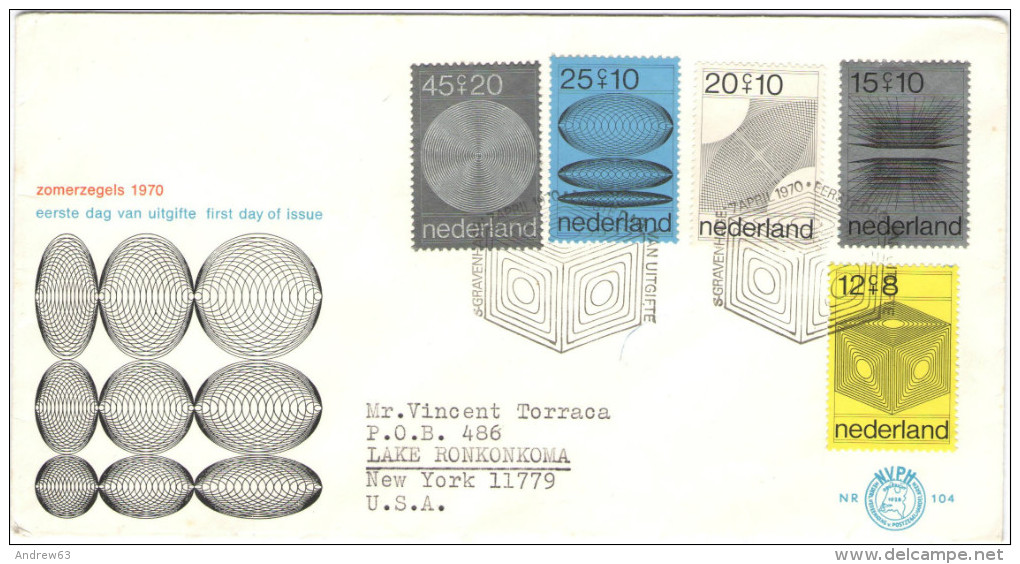 OLANDA - NEDERLAND - Paesi Bassi - 1970 - ZOMERZEGELS - FDC - Viaggiata Per New York, USA - FDC