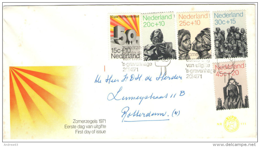 OLANDA - NEDERLAND - Paesi Bassi - 1971 - ZOMERZEGELS - FDC - Viaggiata Per Rotterdam - FDC