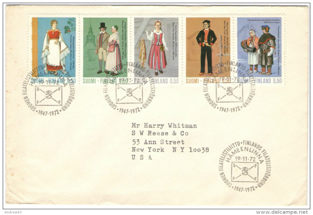 FINLANDIA - FINLAND - SUOMI - 1972 - National Costumes - FDC - Viaggiata Per New York, USA - FDC