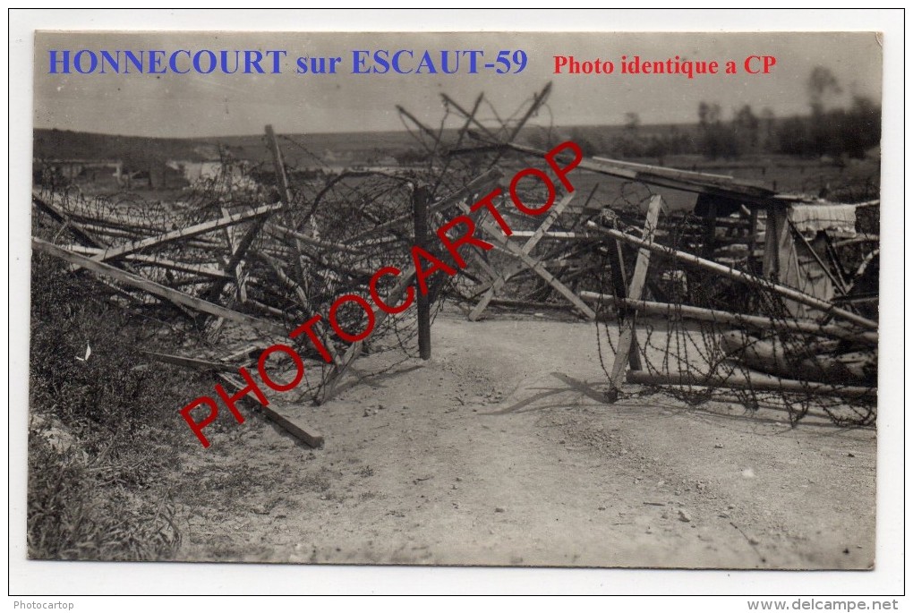 HONNECOURT Sur ESCAUT-Barricade-Barbeles-Positions-Photo Allemande-Guerre 14-18-1WK-Frankreich-France-59- - Marcoing