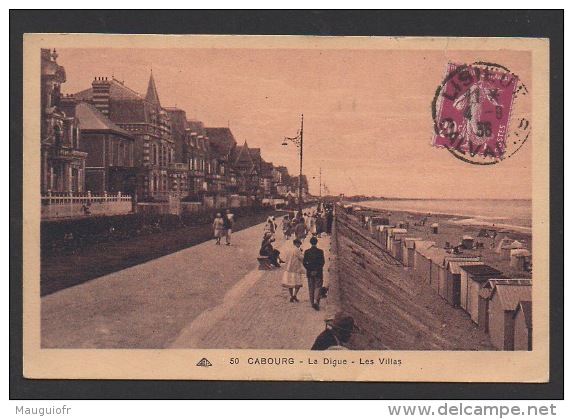 DF / FRANCE SUR  CP DE CABOURG, CALVADOS / TP 190 TYPE SEMEUSE / OBL. LISIEUX 4 -9 36 CALVADOS - Covers & Documents