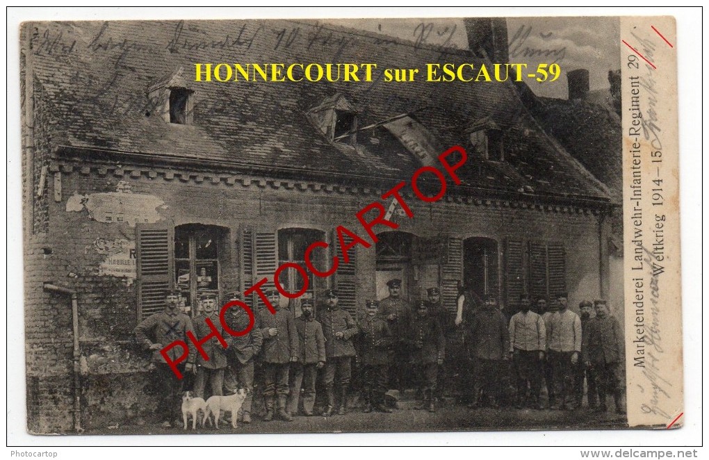 HONNECOURT Sur ESCAUT-Carte Allemande-Guerre 14-18-1WK-Frankreich-France-59-Feldpost- - Marcoing