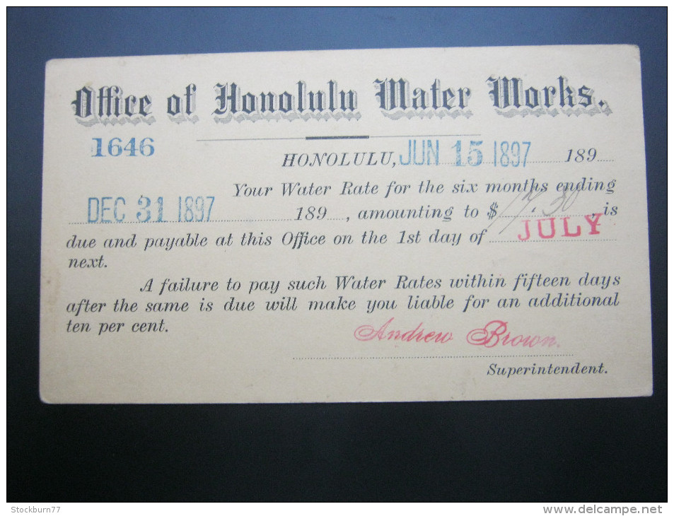 1897 , Postal Stationary  In Town - Hawaii