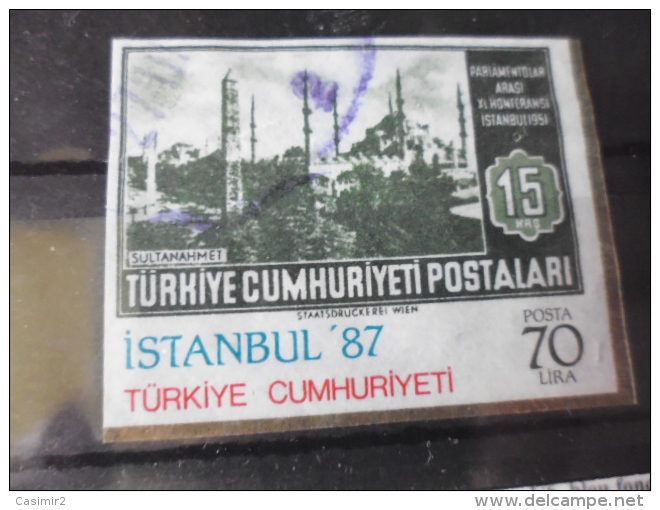 TURQUIE TIMBRE OBLITERE Issu Bloc   YVERT N°26 - Blokken & Velletjes