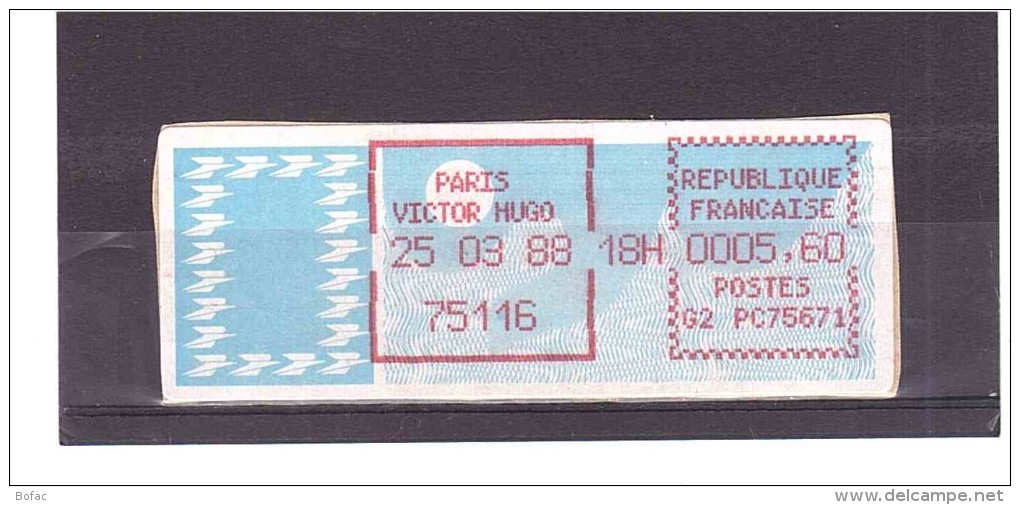 Vignette Type Papier Carrier (paris Victor Hugo) 32 25/03 - 1985 « Carrier » Papier