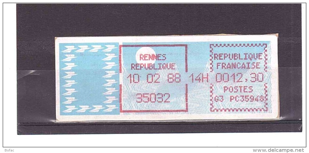 Vignette Type Papier Carrier (rennes République) 28  25/02 - 1985 Papier « Carrier »