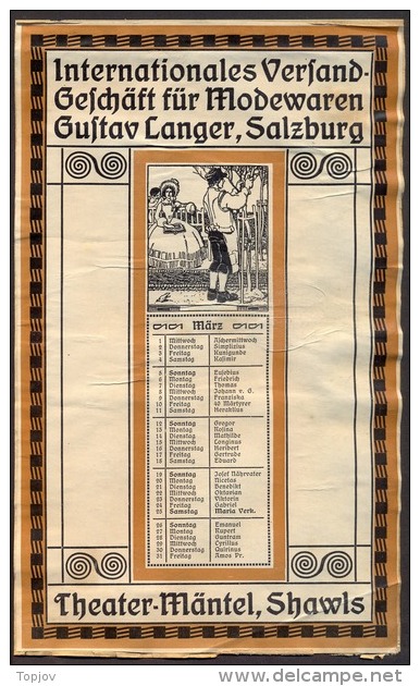 AUSTRIA - KALENDAR - INTER. VERFAND. GUSTAV LANGER - THEATER, SHAWLS - SALZBURG -  1902 - Big : 1901-20