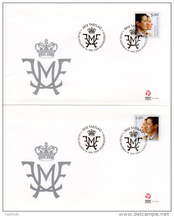 GREENLAND 2004 Royal Wedding On 2 FDCs.  Michel 416-17 - FDC