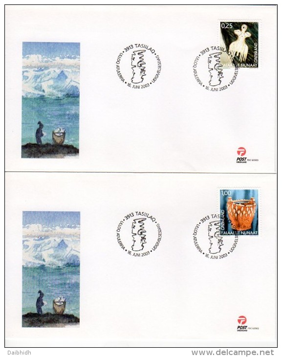 GREENLAND 2003 Cultural Heritage IV Set On 2 FDCs   Michel 400-01 - FDC