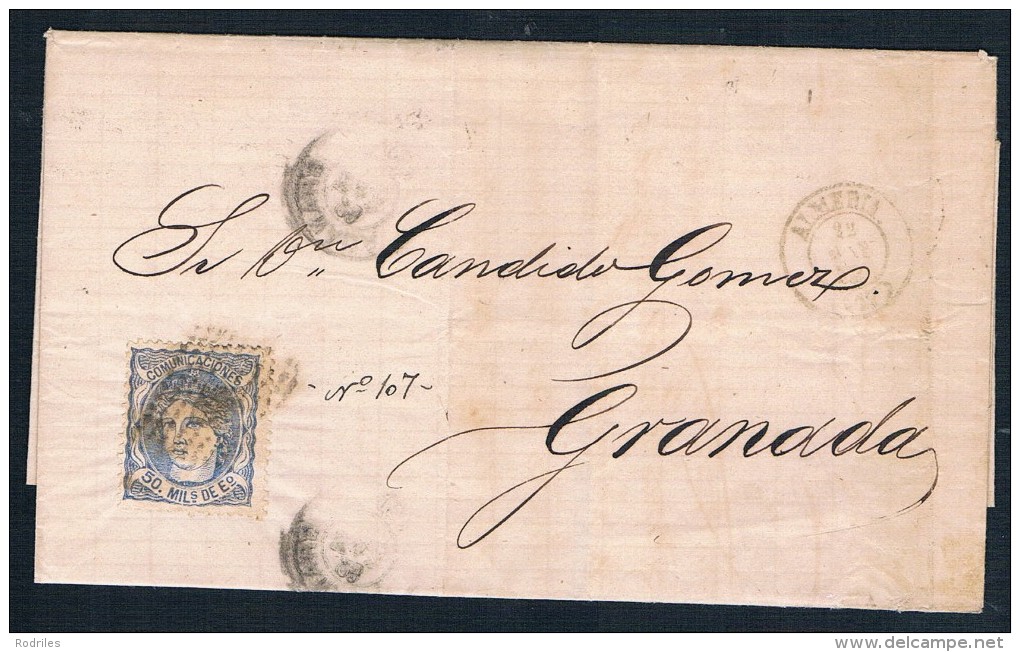 1872    ALMERIA A GRANADA - Lettres & Documents