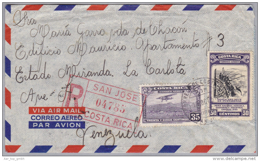 COSTA RICA 1956-10-18 R-Brief Von San Jose Nach Venezuela - Costa Rica