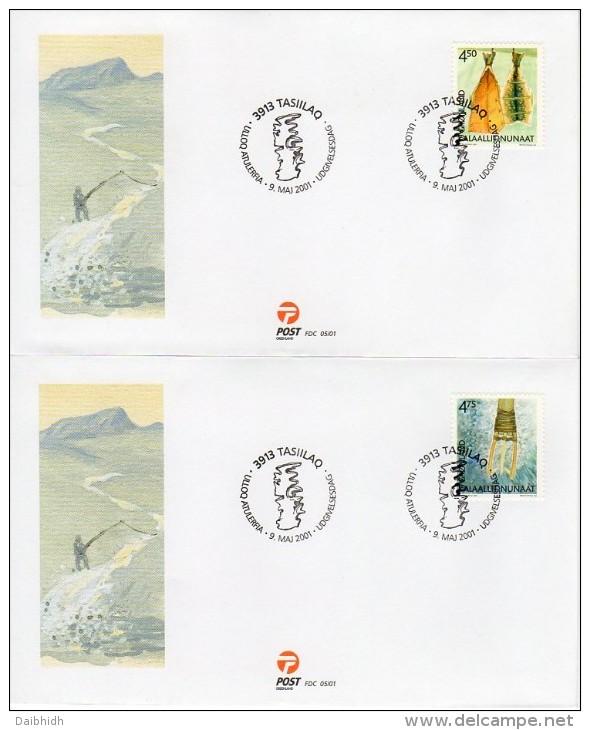 GREENLAND 2001 Cultural Heritage II Set On 2 FDCs  Michel 366-67 - FDC