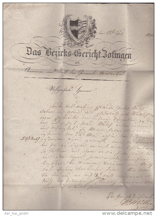 Heimat AG ZOFINGEN 1840-07-17 Rot Vorphilabrief - ...-1845 Prephilately