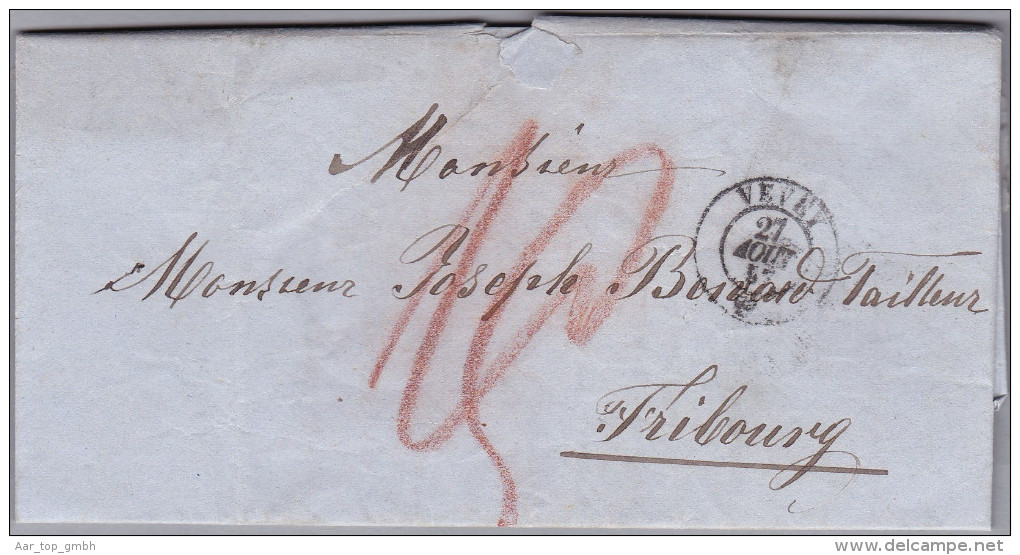 Heimat VD VEVEY 1857-08-28 Brief Nach Fribourg - ...-1845 Prefilatelia