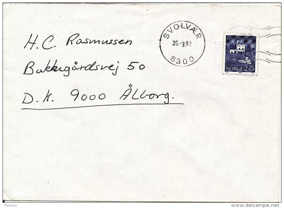 Norway Cover Sent To Denmark Svolvaer 26-3-1982 Single Stamped - Covers & Documents