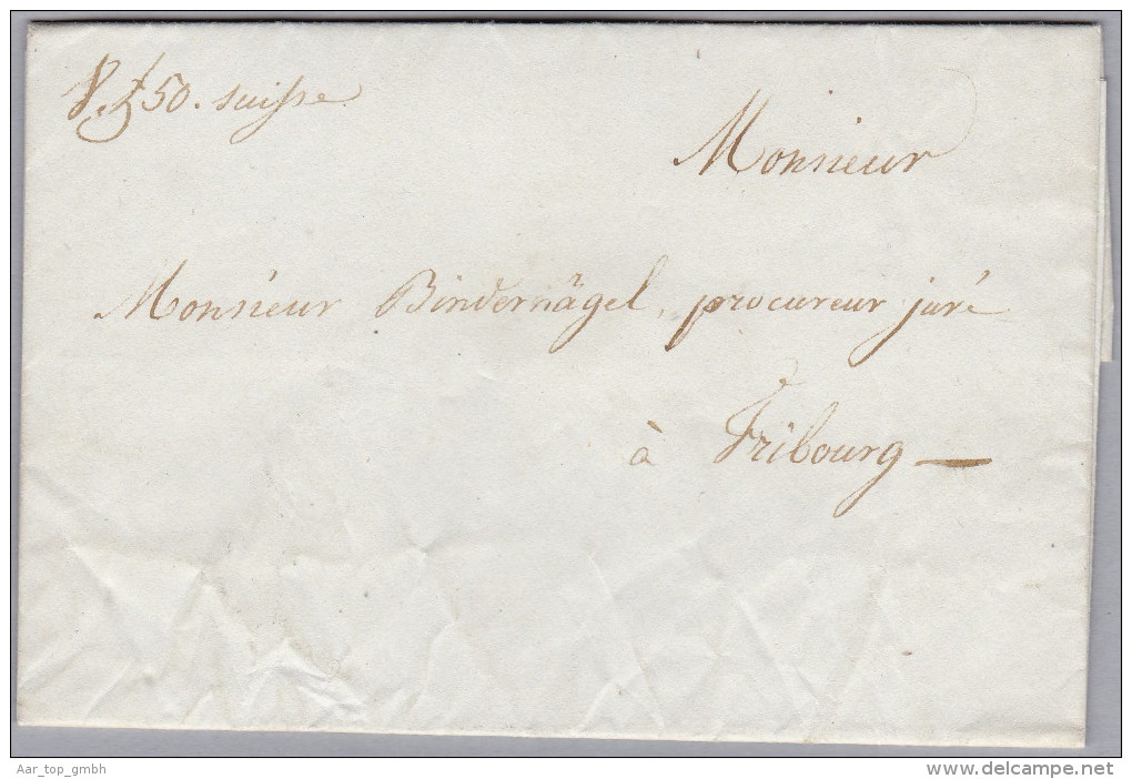 Heimat VD MOUDON  1840-06-27 Vorphila Brief Nach Fribourg - ...-1845 Prephilately